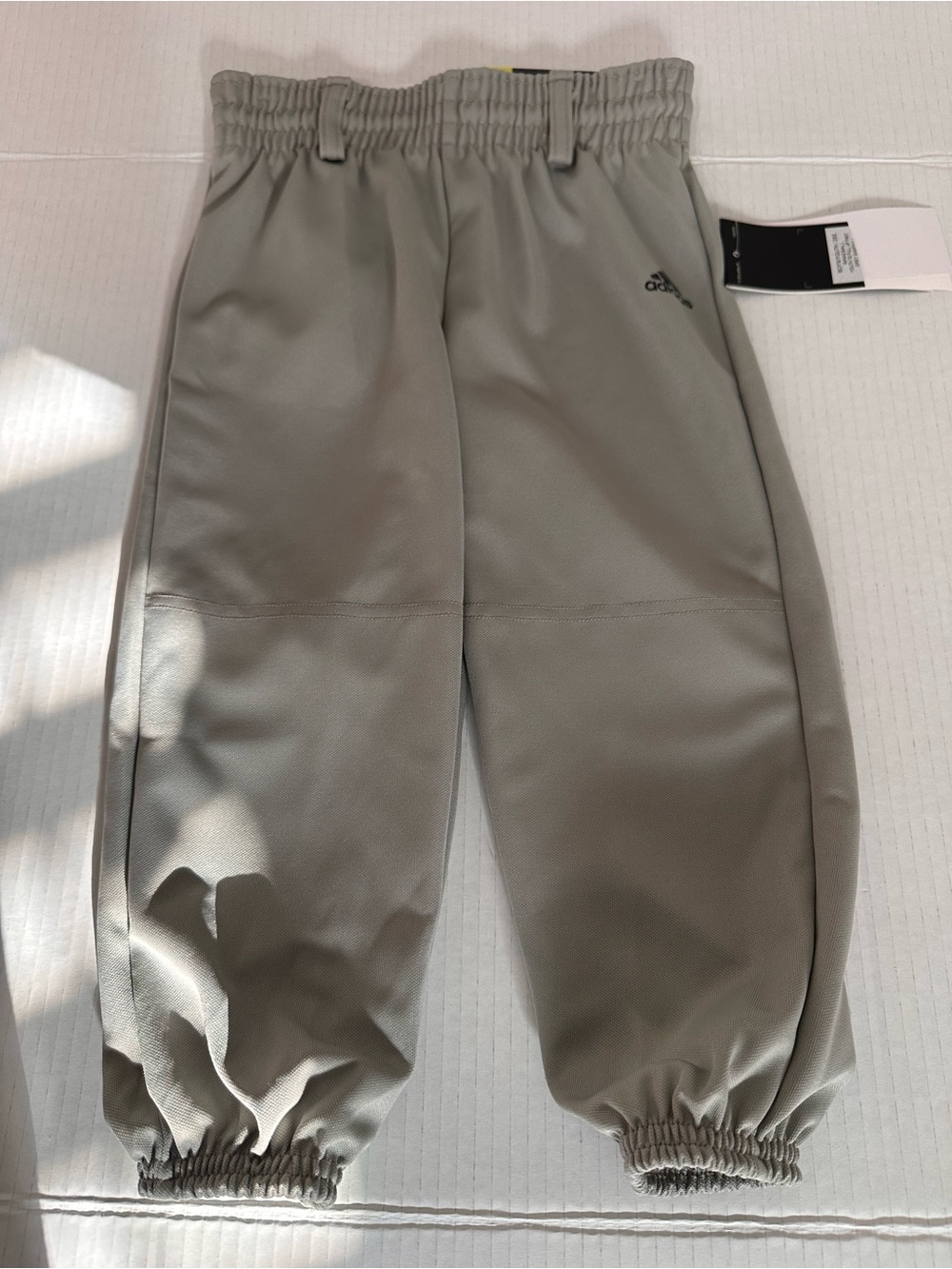 Adidas Youth Light Gray Elastic Cuff Baseball Pants